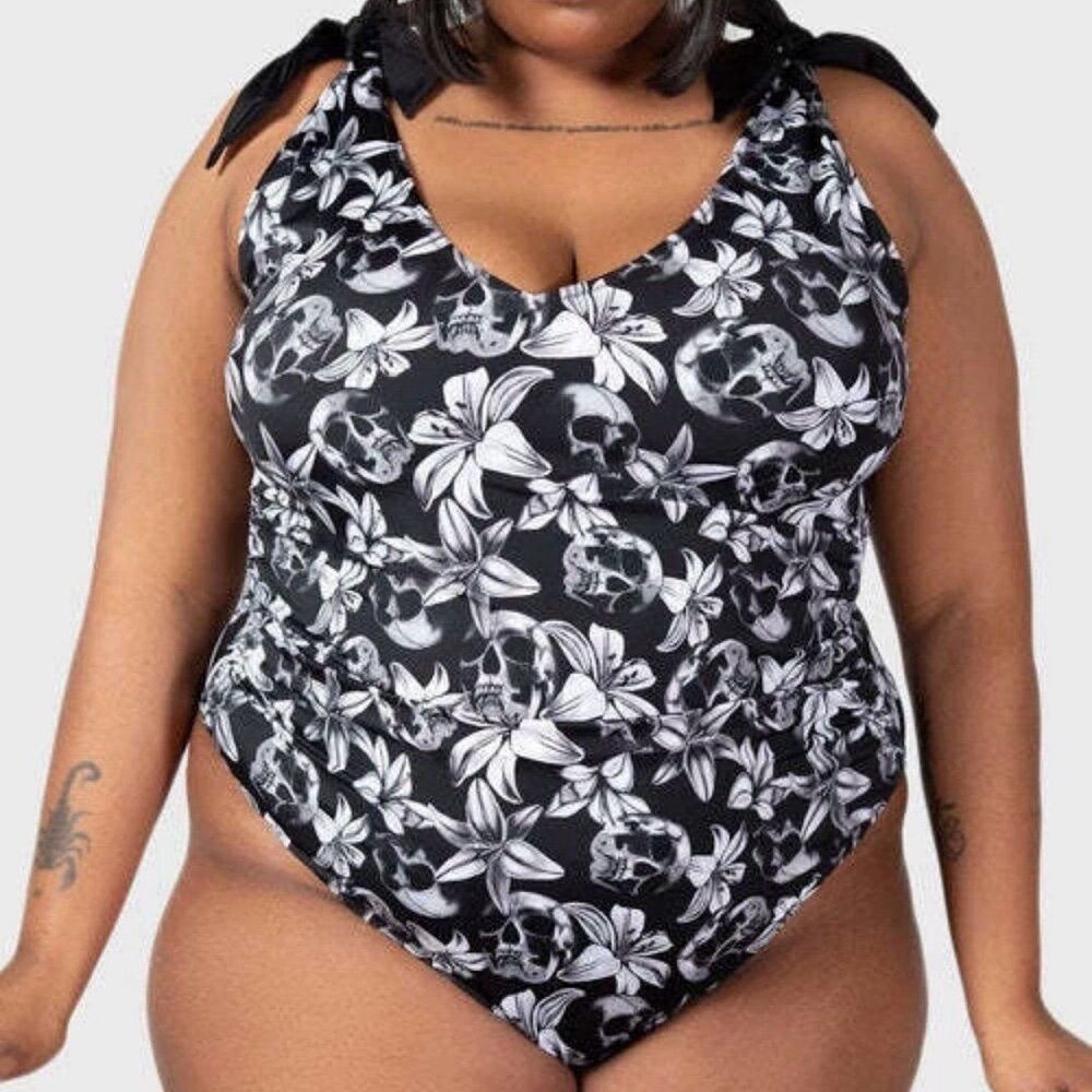 Killstar Nerissa One-piece Swimsuit size 3XL NWT Skull Flower Goth Grunge Emo